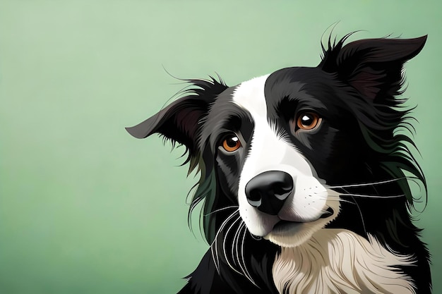 Border collie on light green background