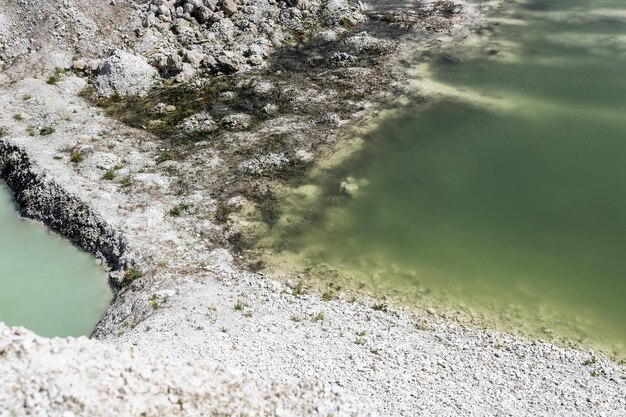 Border of the intersection of two reservoirs in a chalk quarry