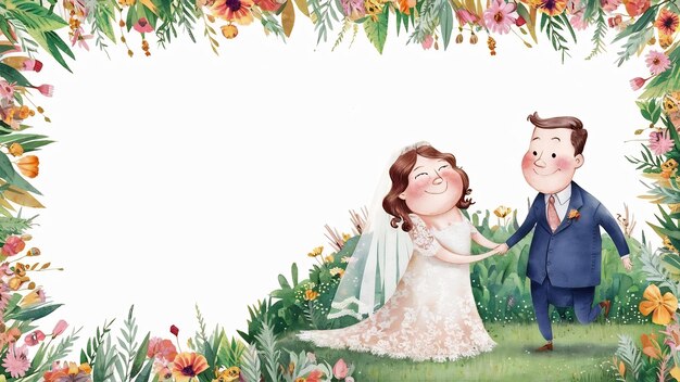 Фото border made of watercolor wildflowers and leaves wedding and greeting illustration