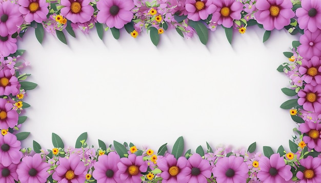 border made with beautiful flowers and leaves