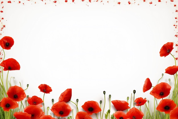 a border of red flowers with the words poppies on it.
