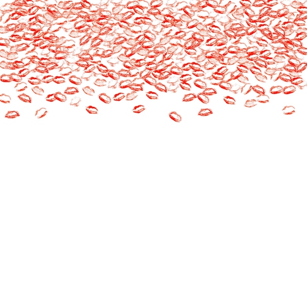 Border with many kisses Border confetti for Valentine's day with lips