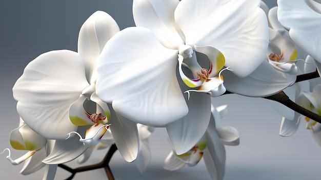 Border with white orchids generative ai