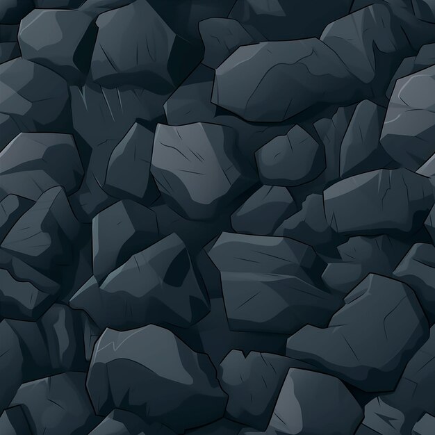 Borderless tileable rock wall or floor texture pattern in drawing style for video games