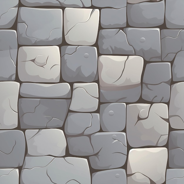 Borderless tileable rock wall or floor texture pattern in drawing style for video games