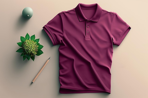 Bordo polo shirt Short Sleeve template mockup Generative AI illustration