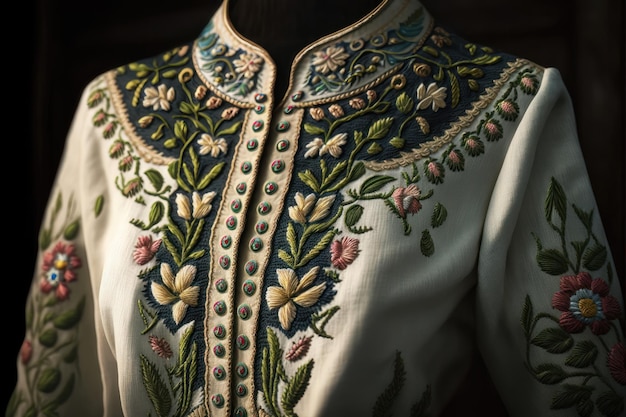 Borduurwerk Handgemaakte vyshivanka shirt traditionele etnische Oekraïense stijl AI generatie