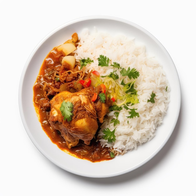 Borhani Bangladeshi Dish On A White Plate On A White Background Directly Above View