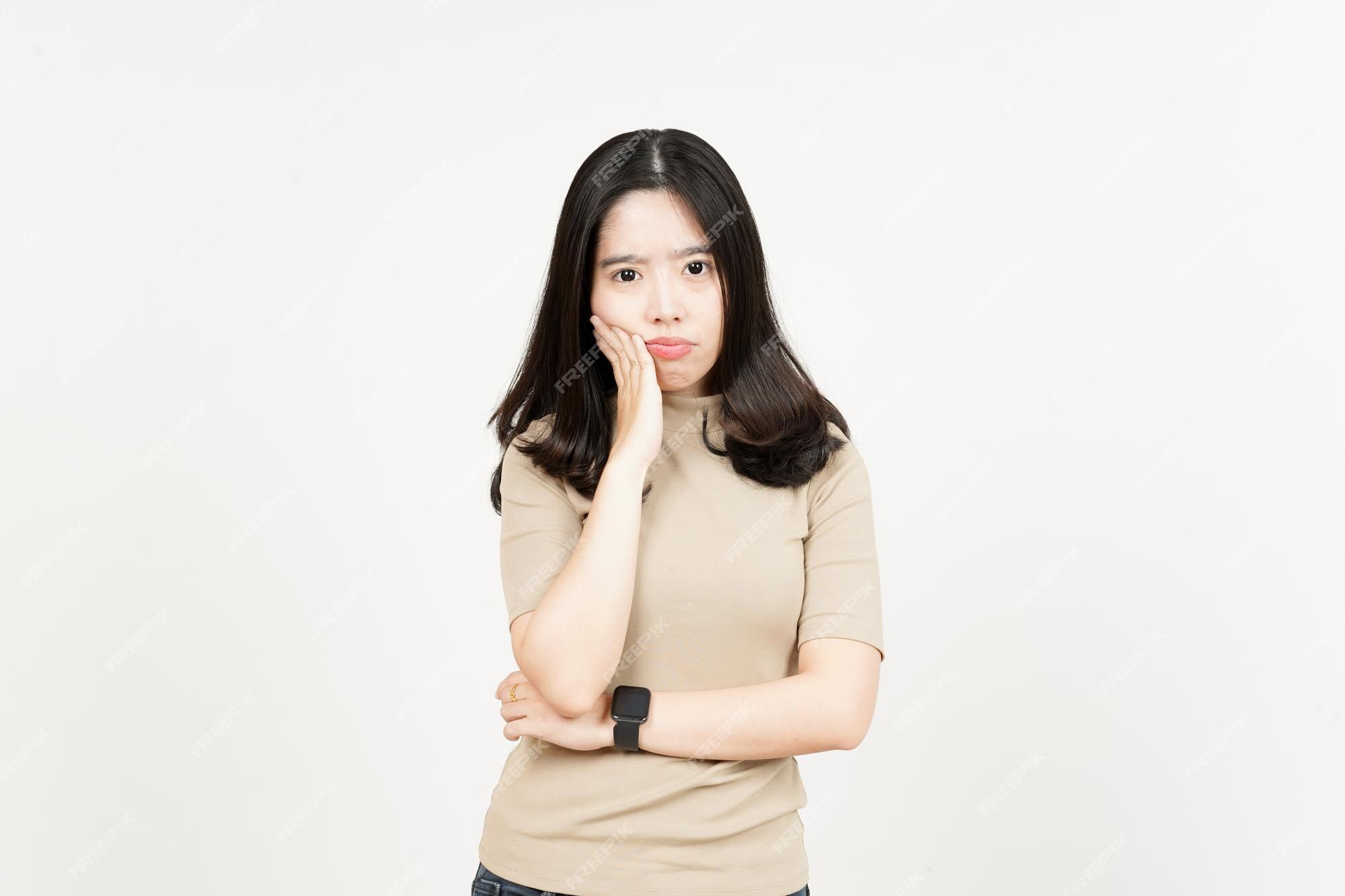 Premium Photo | Boring gesture of beautiful asian woman isolated on white background Premium Photo | Boring gesture of beautiful asian woman isolated on white background
