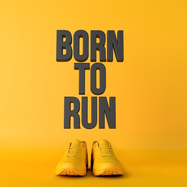 Born to run motivational workout fitness black and yellow\
banner