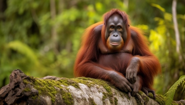 bornean orang-oetan in de rotsachtige habitat Mooie en schattige schepselvariatie 3