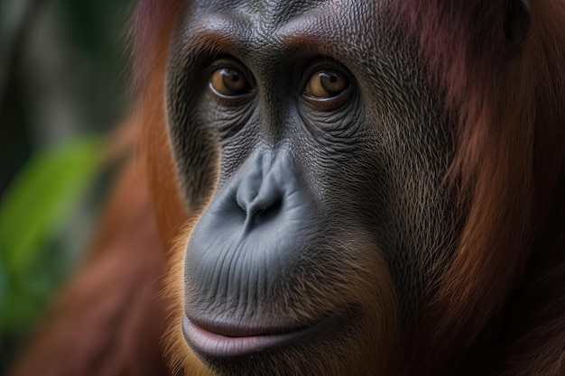 Bornean orangutan Pongo pygmaeus wurmbii in the wild nature Rainforest of Island Borneo Indonesia