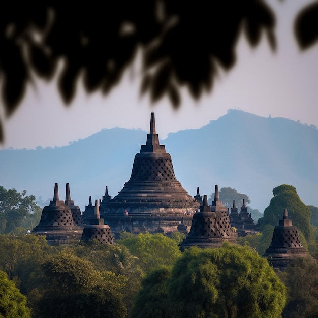 Borobudur Prachtige foto van een oude boeddhistische tempel in Indonesië