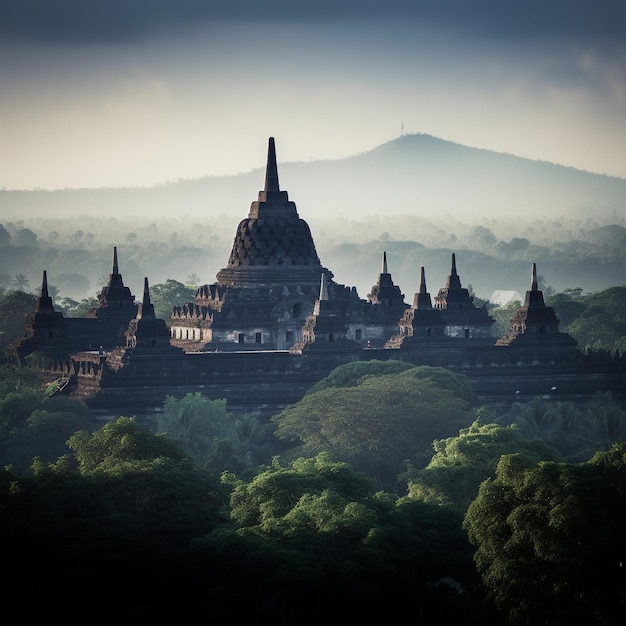 Borobudur Prachtige foto van een oude boeddhistische tempel in Indonesië