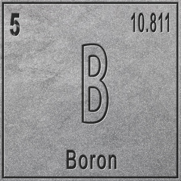 Boron chemical element, Sign with atomic number and atomic weight, Periodic Table Element, silver background