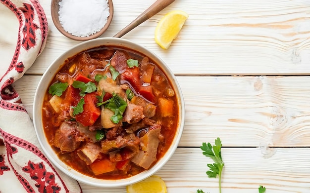 Borsch is a traditional Ukrainian dish