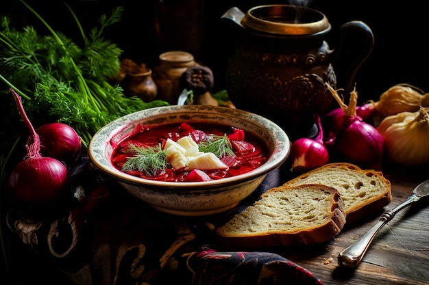 Foto borscht traditionele oekraïense keuken