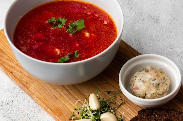 Borsht bortsch borshch borscht Soup associated with cuisine of Eastern and Central Europe especially Ukraine