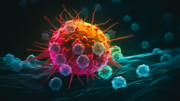 borstkankercel met het TONSL-gen gemarkeerd in felle kleuren Generatieve AI