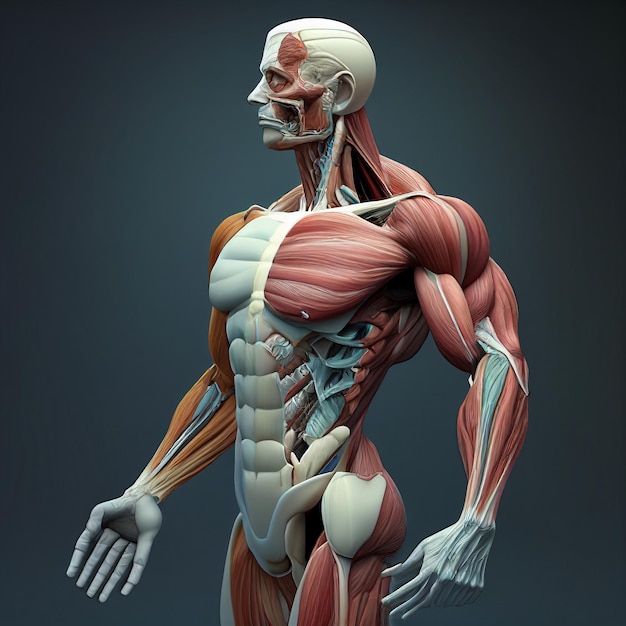 Borstspieren Pectoralis Grote en kleine anatomie Spieren Generatieve AI Mannelijke spieranatomie