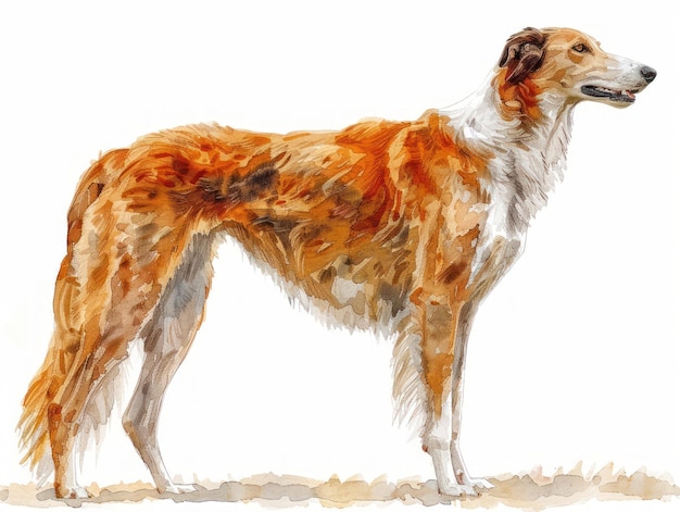 Borzoi watercolor isolated on white background