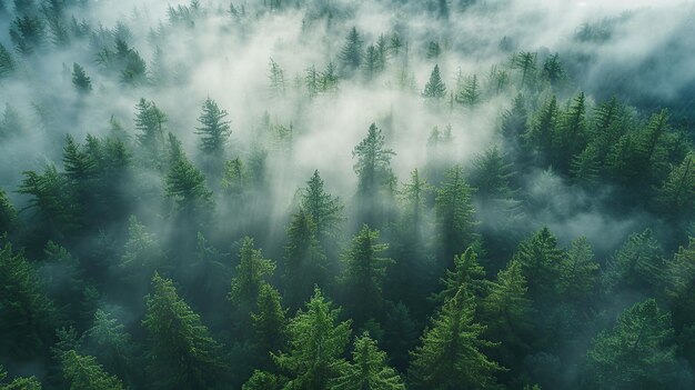 Foto bos in de mist top view achtergrond