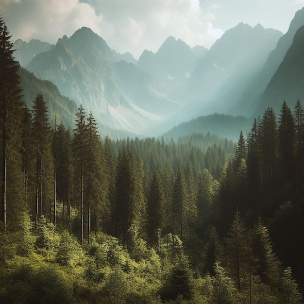 Foto bos in de wildernis bergen groene groei