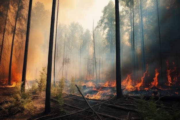 Bosbrand vele hectare dennenbomen verbranden AI