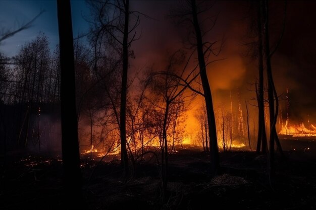 Bosbrandramp bomen die's nachts branden bosbrand natuurramp