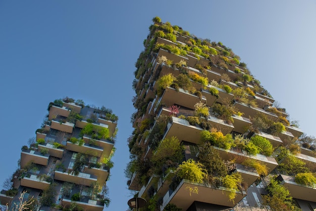 Bosco Verticale nieuwe en moderne wolkenkrabber met bomen die groeien op de balkons in de wijk Isola