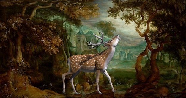 Bosherten op de achtergrond van de natuur 3d illustratie