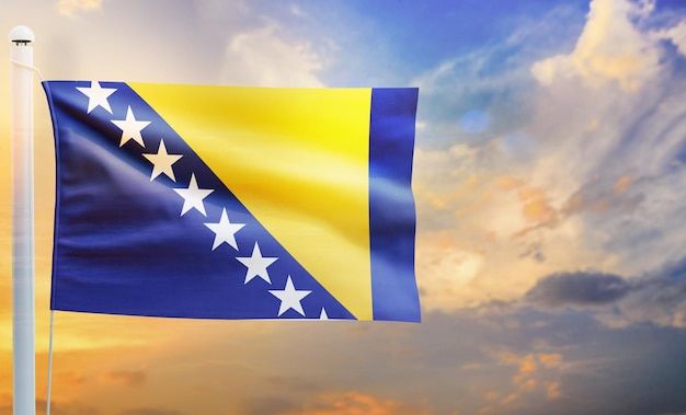 bosnia_and_herzeovian country flag, geïsoleerde 3d wapperende vlag, ontwerp