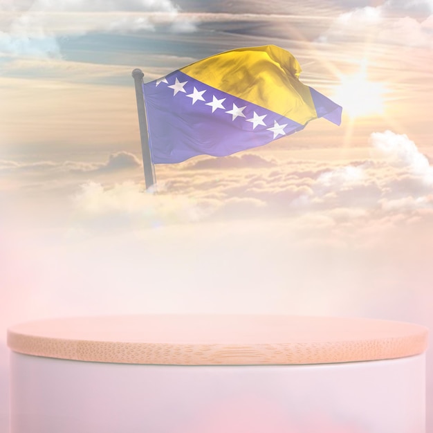 A bosnia_and_herzeovian flag podium cloud sky background