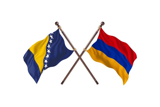 Bosnië versus Armenië vlaggen achtergrond