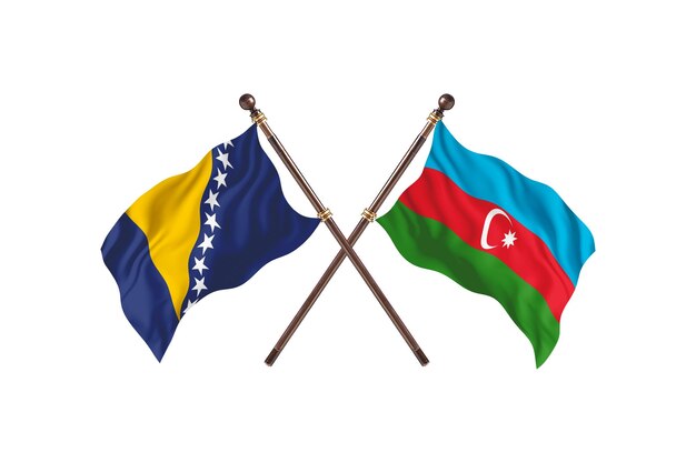 Bosnië versus Azerbeidzjan vlaggen achtergrond