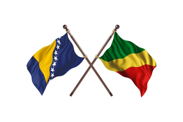 Bosnië versus Congo vlaggen achtergrond