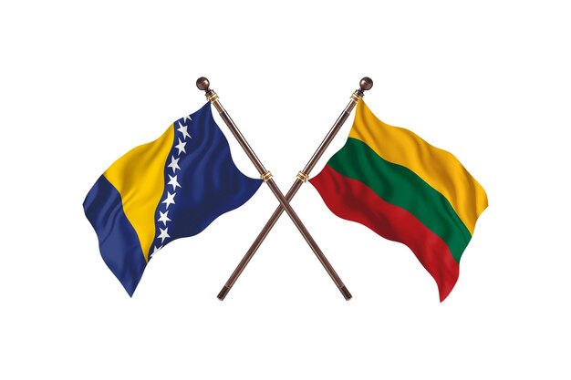 Bosnië versus Litouwen vlaggen achtergrond