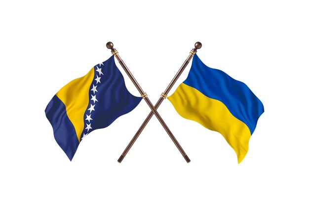 Bosnië versus Oekraïne vlaggen achtergrond