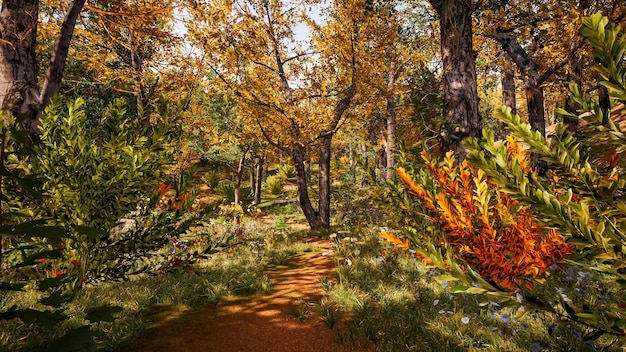 Bosomgeving in de herfst 3D-rendering