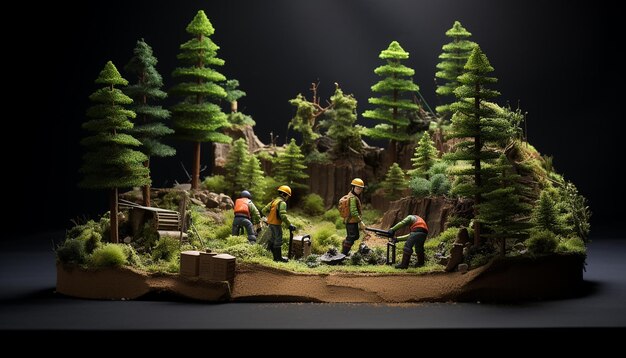 bosonderhoud diorama tijdschriftomslag plasticine donkere achtergrond