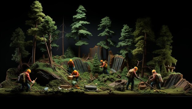 bosonderhoud diorama tijdschriftomslag plasticine donkere achtergrond