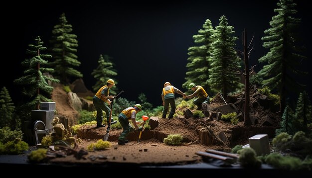 bosonderhoud diorama tijdschriftomslag plasticine donkere achtergrond