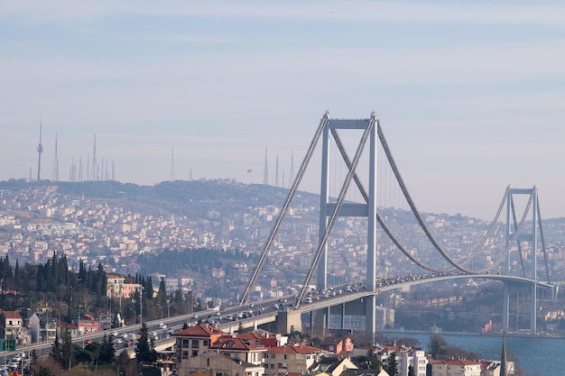 Foto ponte del bosforo in città contro il cielo