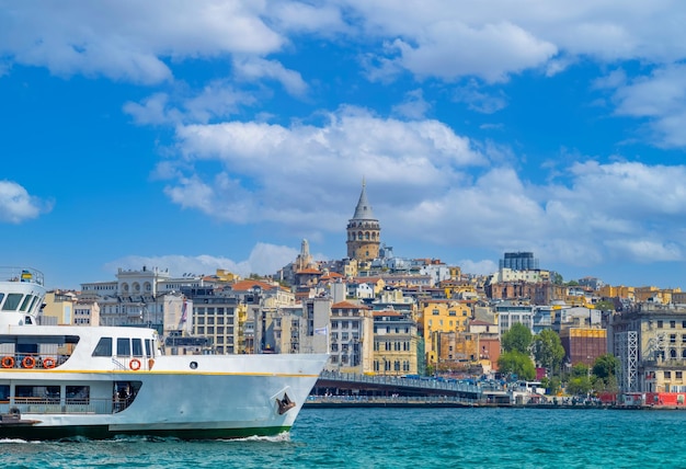 Bosphorus strait in Istanbul Bosporus tour boats and views of Istanbul mosques and historic center