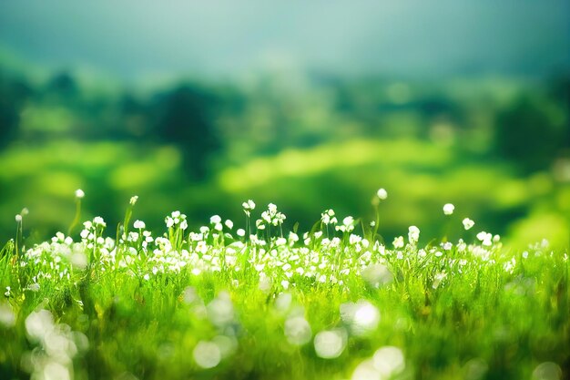 Bosranden met wilde mooie bloemen tijd van nieuw leven natuurlijke motieven