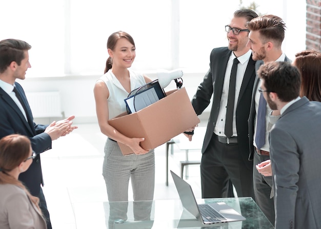 Boss and business team meet new employee