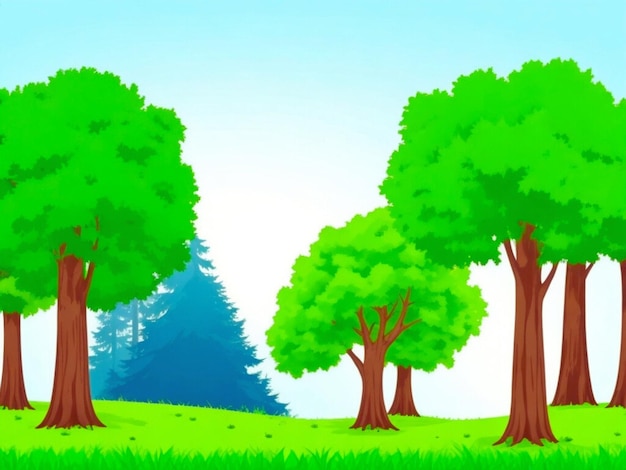 Bostafereel met verschillende bosbomen voor kinderverhaal