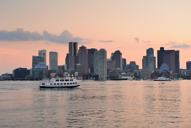 Tramonto del centro di boston