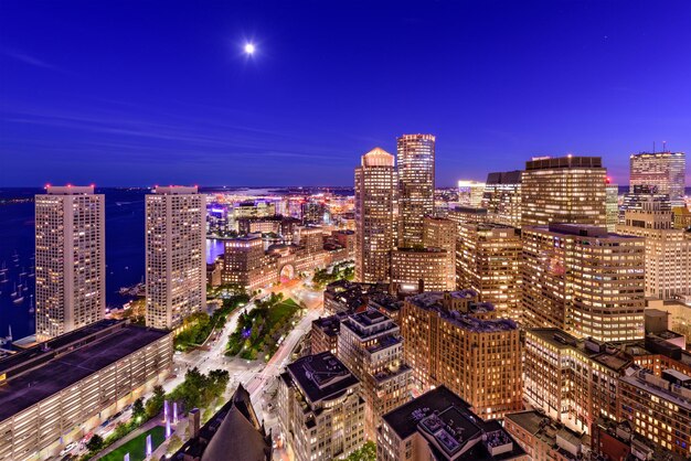 Paesaggio urbano del distretto finanziario di boston