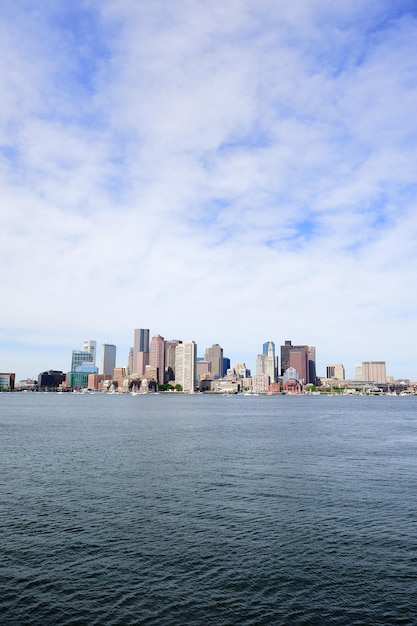 Boston skyline over sea